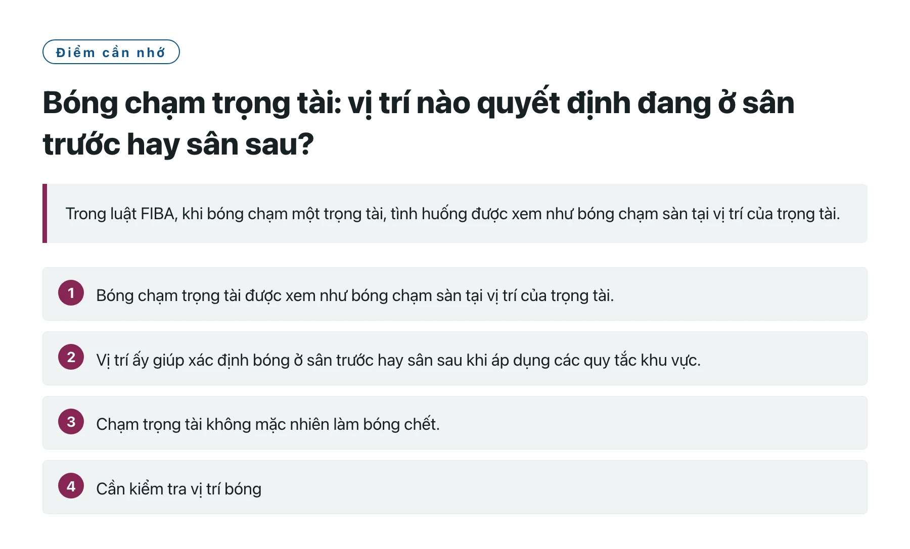Bóng chạm trọng tài: vị trí nào quyết định đang ở sân trước hay sân sau?——全文要点速览